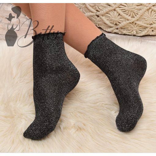 Csillogó szálas, fodros szegélyű zokni 5 pár/csomag