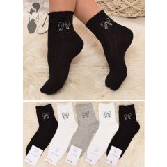 Masni mintás, fodros szegélyű zokni 5 pár/csomag