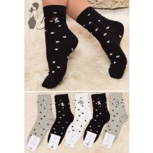 Cica és szívecske mintás zokni 5 pár/csomag