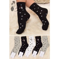 Cica és szívecske mintás zokni 5 pár/csomag