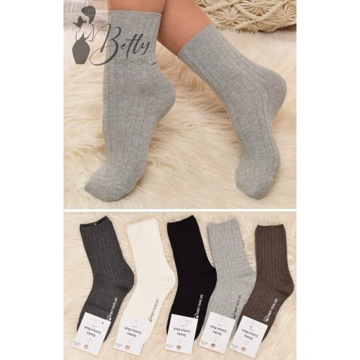 Bordázott anyagú, egyszínű zokni 5 pár/csomag