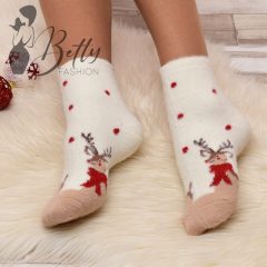Karácsonyi mintás, szőrmés thermo zokni