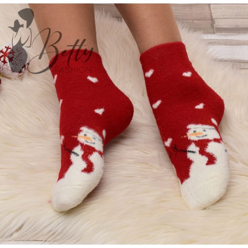Karácsonyi mintás, szőrmés thermo zokni