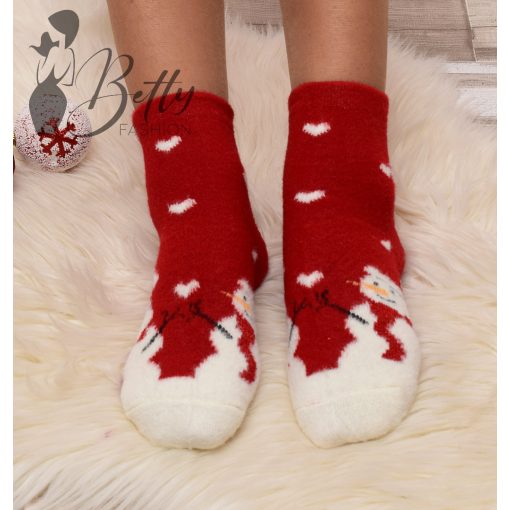 Karácsonyi mintás, szőrmés thermo zokni