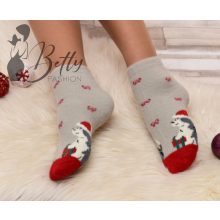 Karácsonyi mintás, szőrmés thermo zokni