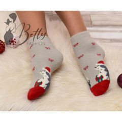 Karácsonyi mintás, szőrmés thermo zokni