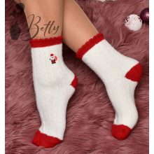 Karácsonyi mintás, szőrmés zokni