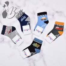 Kisautó mintás, csúszásgátlós babazokni 5 pár/csomag